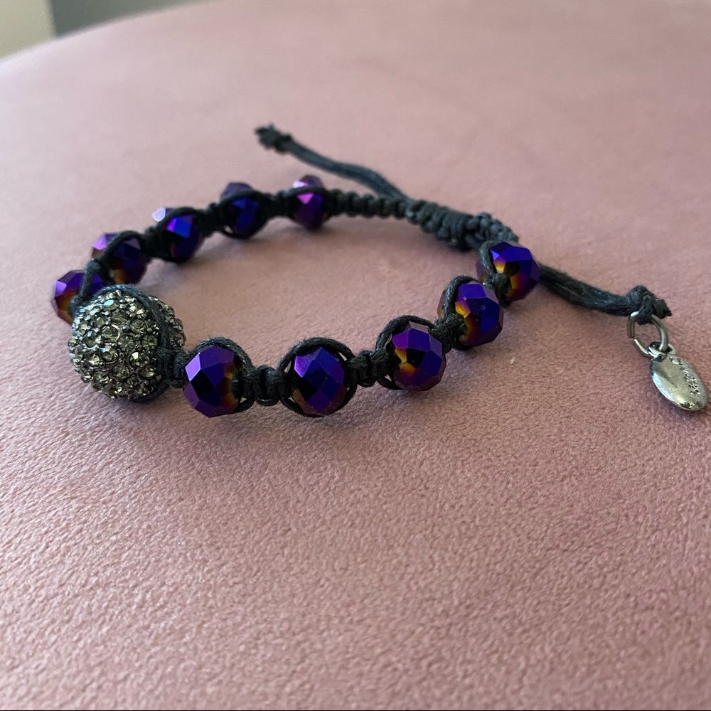 GUESS PURPLE BEADED ROPE BRACELET - Picture 3 of 7